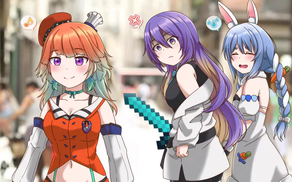 hololive Usada Pekora Takanashi Kiara Moona Hoshinova Anime Virtual Youtuber HD Desktop Wallpaper | Background Image