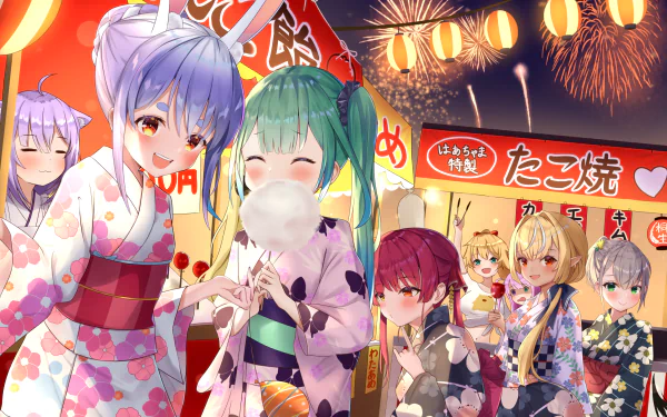 hololive Usada Pekora Uruha Rushia Shirogane Noel Shiranui Flare Nekomata Okayu Houshou Marine Akai Haato Anime Virtual Youtuber HD Desktop Wallpaper | Background Image