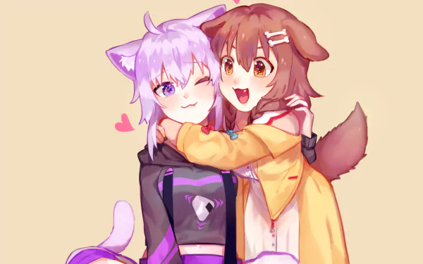 hololive Nekomata Okayu Inugami Korone Anime Virtual Youtuber HD Desktop Wallpaper | Background Image