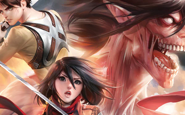 titan Mikasa Ackerman Eren Yeager Anime Attack on Titan Eren & Mikasa HD Desktop Wallpaper | Background Image