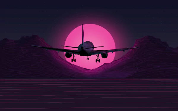 retrowave airplane artistic synthwave HD Desktop Wallpaper | Background Image