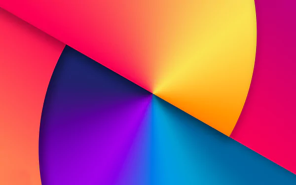 Vibrant artistic color wheel with smooth gradients in vivid yellow, red, purple, and blue tones, rendered in stunning 8K Ultra HD for PC desktop backgrounds.