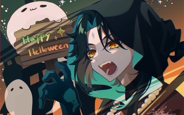 Video Game Genshin Impact Xiao Happy Halloween HD Wallpaper | Background Image