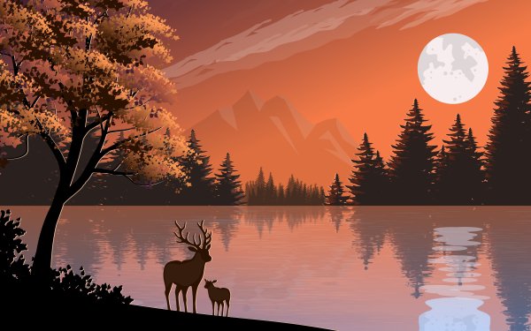 Animal Deer Lake HD Wallpaper | Background Image