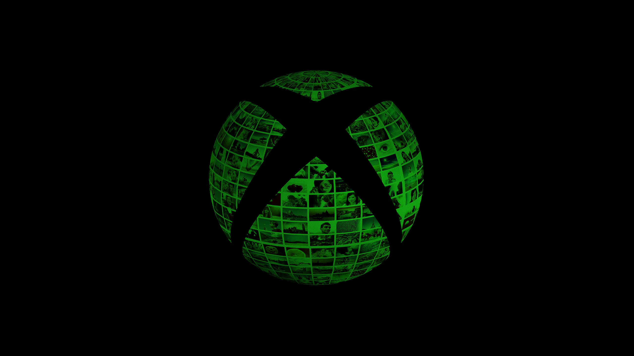 Green Xbox logo on a black background, HD desktop wallpaper.