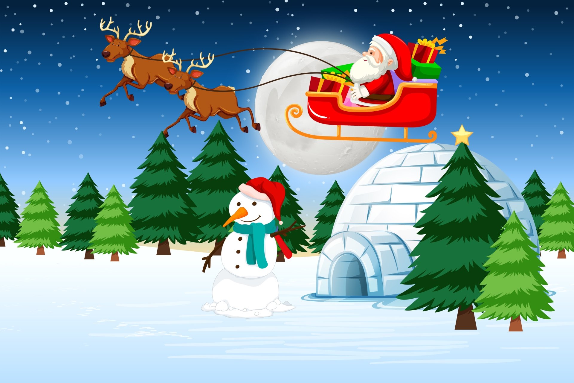 Download Santa Igloo Snowman Holiday Christmas 4k Ultra HD Wallpaper