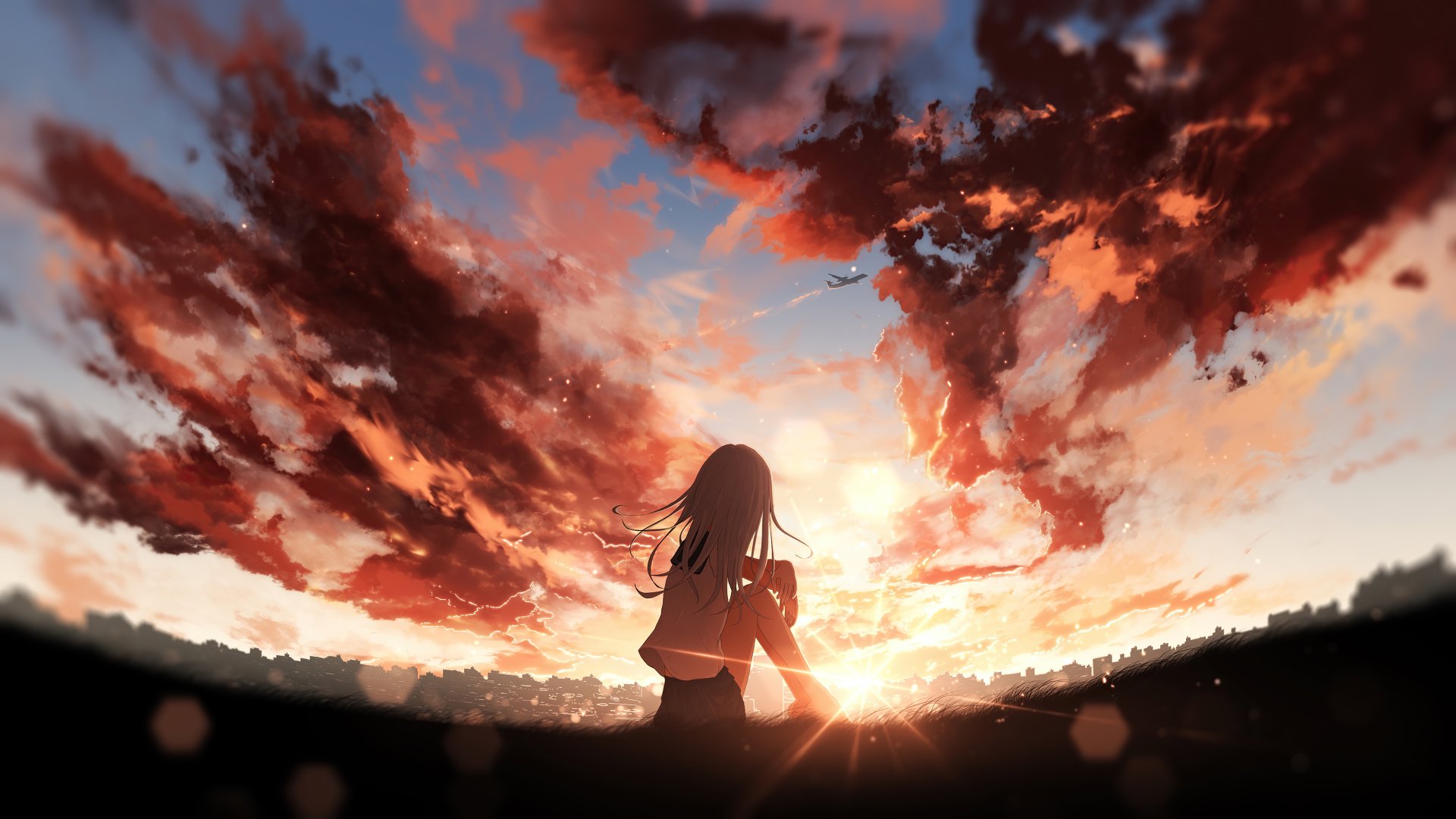 Download Sunset Anime Girl Anime Girl Anime Sunset 4k Ultra HD Wallpaper