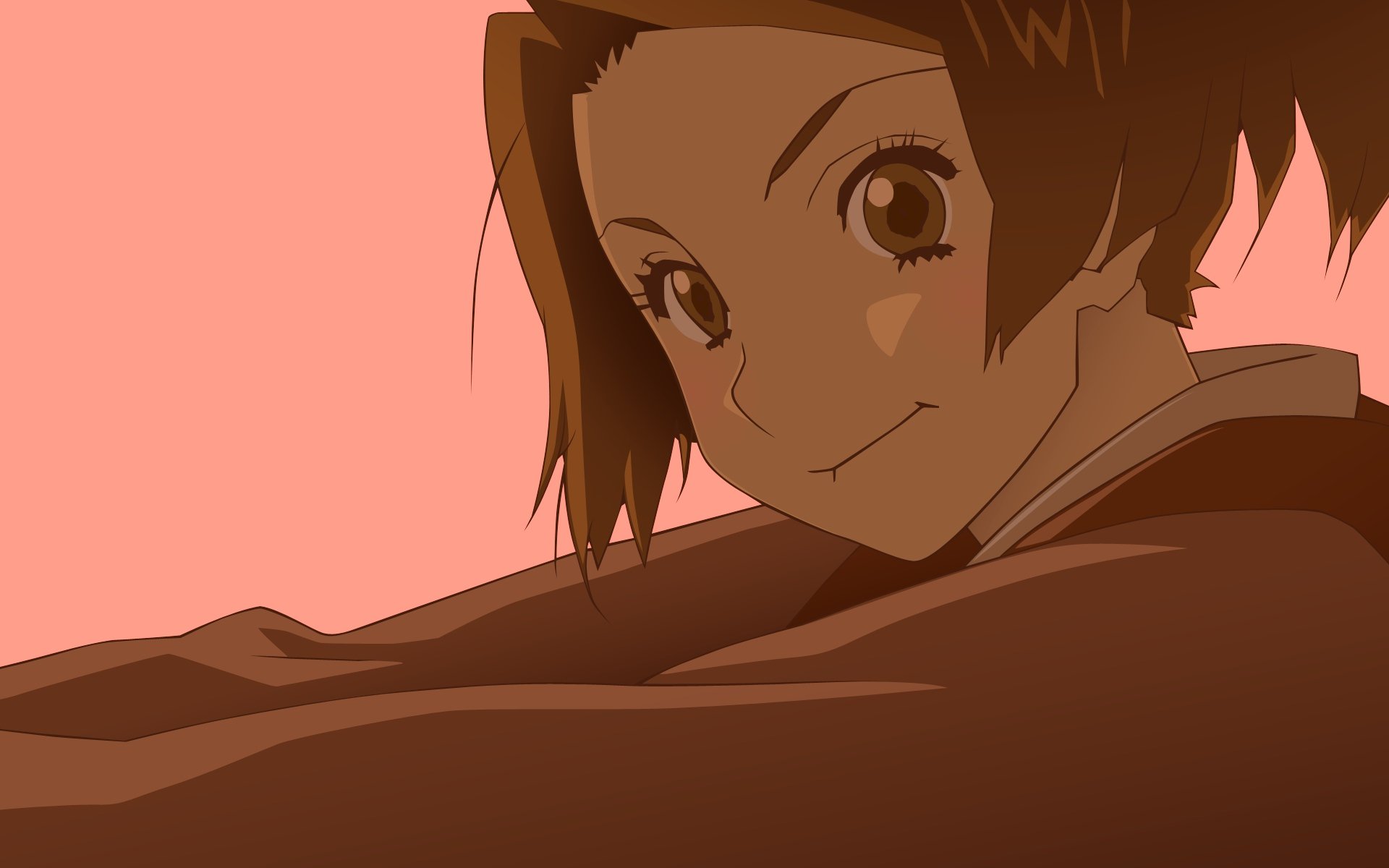 HD PC desktop wallpaper featuring an anime-style close-up of a smiling character from Samurai Champloo against a warm, muted background.