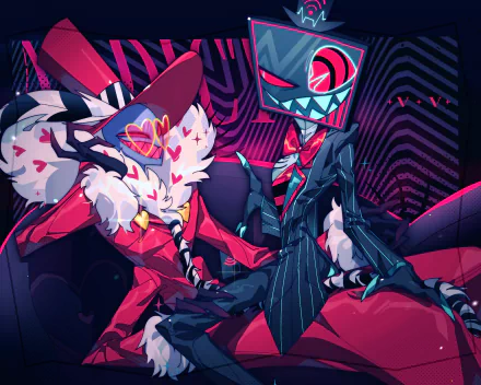 Vox (Hazbin Hotel) Valentino (Hazbin Hotel) TV Show Hazbin Hotel HD Desktop Wallpaper | Background Image