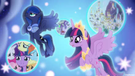 Starlight Glimmer Spike (My Little Pony) Fluttershy (My Little Pony) Applejack (My Little Pony) Pinkie Pie Rarity (My Little Pony) Rainbow Dash Princess Luna Twilight Sparkle TV Show My Little Pony: Friendship Is Magic HD Desktop Wallpaper | Background Image
