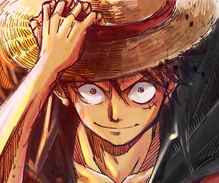 HD PC desktop wallpaper featuring Monkey D. Luffy from One Piece: Two Years Later, showcasing vibrant anime art and dynamic shading.