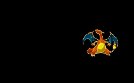 HD desktop wallpaper featuring Charizard, the fiery Fire Pokémon from the anime series Pokémon, set against a sleek black background.