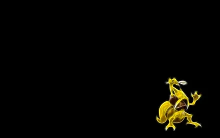 HD PC wallpaper of Kadabra, the psychic Pokémon from the Pokémon anime, glowing with yellow energy against a black background.