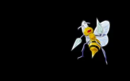 HD anime-style wallpaper of Beedrill, the bug Pokémon, set against a black background for a striking desktop display.