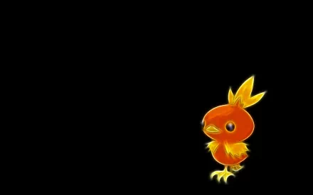A vibrant HD desktop wallpaper featuring Torchic, a fire-type starter Pokémon from the anime series. The design showcases its bright orange hue against a simple background.