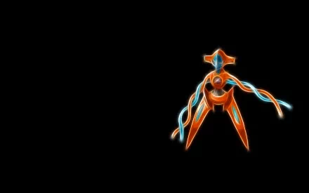 A vibrant HD desktop wallpaper featuring Deoxys, the legendary Pokémon, showcased against a sleek black background, capturing the essence of anime and Pokémon fandom.