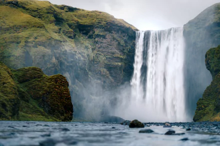 Iceland waterfall nature Skógafoss HD Desktop Wallpaper | Background Image