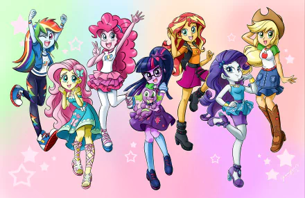 Rainbow Dash Fluttershy (My Little Pony) Pinkie Pie Applejack (My Little Pony) Rarity (My Little Pony) Sunset Shimmer Spike (My Little Pony) Sci-Twi (My Little Pony) TV Show My Little Pony: Equestria Girls HD Desktop Wallpaper | Background Image