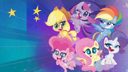 Rarity (My Little Pony) Fluttershy (My Little Pony) Pinkie Pie Rainbow Dash Applejack (My Little Pony) Twilight Sparkle TV Show My Little Pony: Pony Life HD Desktop Wallpaper | Background Image