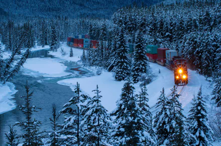 banff national park Canada winter vehicle train HD Desktop Wallpaper | Background Image