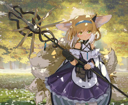 staff animal ears Suzuran (Arknights) video game Arknights HD Desktop Wallpaper | Background Image