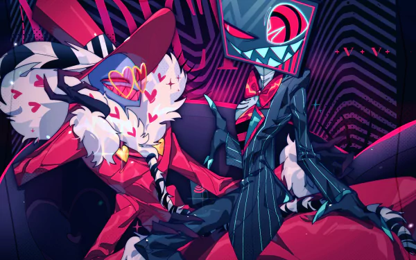 Vox (Hazbin Hotel) Valentino (Hazbin Hotel) TV Show Hazbin Hotel HD Desktop Wallpaper | Background Image