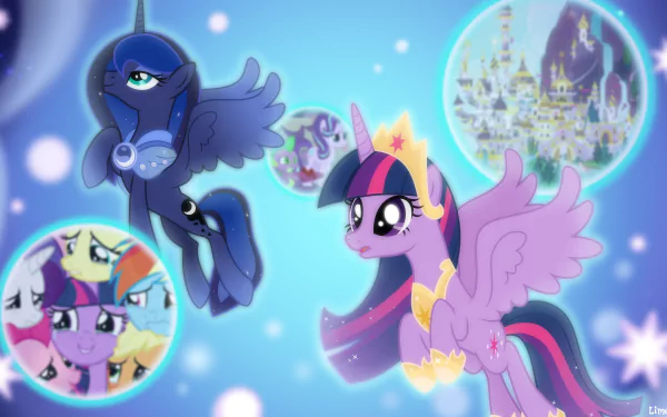 Starlight Glimmer Spike (My Little Pony) Fluttershy (My Little Pony) Applejack (My Little Pony) Pinkie Pie Rarity (My Little Pony) Rainbow Dash Princess Luna Twilight Sparkle TV Show My Little Pony: Friendship Is Magic HD Desktop Wallpaper | Background Image