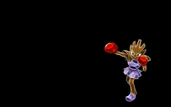 HD PC desktop wallpaper featuring Hitmonchan, the fighting-type Pokémon, depicted in anime style against a solid black background.