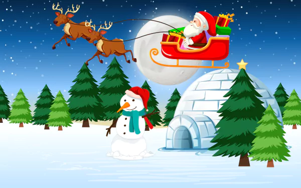 Santa igloo snowman holiday Christmas HD Desktop Wallpaper | Background Image
