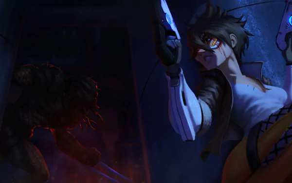 Predator Tracer (Overwatch) video game crossover HD Desktop Wallpaper | Background Image