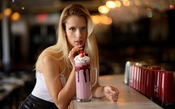 Women Model Models Blonde Milkshake HD Wallpaper | Background Image