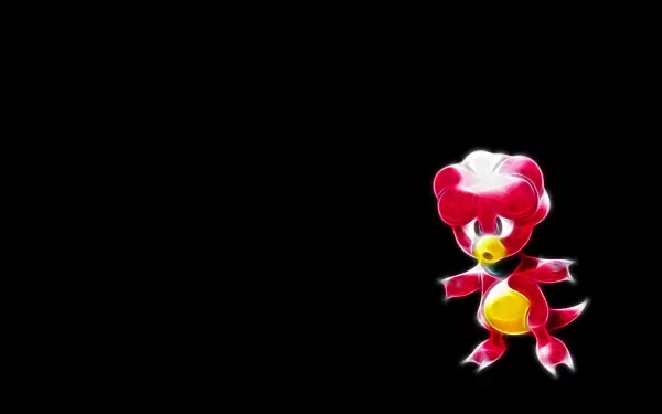 HD PC desktop wallpaper of Magby, the fire Pokémon: anime-style glowing red and yellow Magby set against a black background.