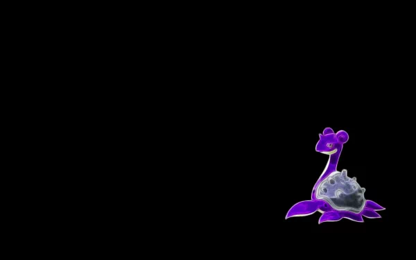 A shiny Lapras, a water Pokémon, stands gracefully against a black background, featured as vibrant anime art in this HD desktop wallpaper.