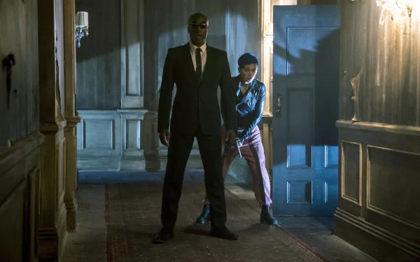 Morpheus (The Matrix) Yahya Abdul-Mateen II Jessica Henwick movie The Matrix Resurrections HD Desktop Wallpaper | Background Image