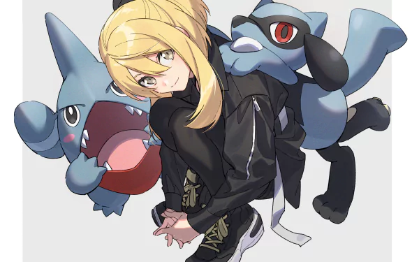 Riolu (Pokémon) Gible (Pokémon) Cynthia (Pokémon) Pokémon: Diamond and Pearl Anime Pokemon HD Desktop Wallpaper | Background Image