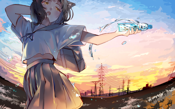 Anime Girl School Uniform HD Wallpaper | Background Image