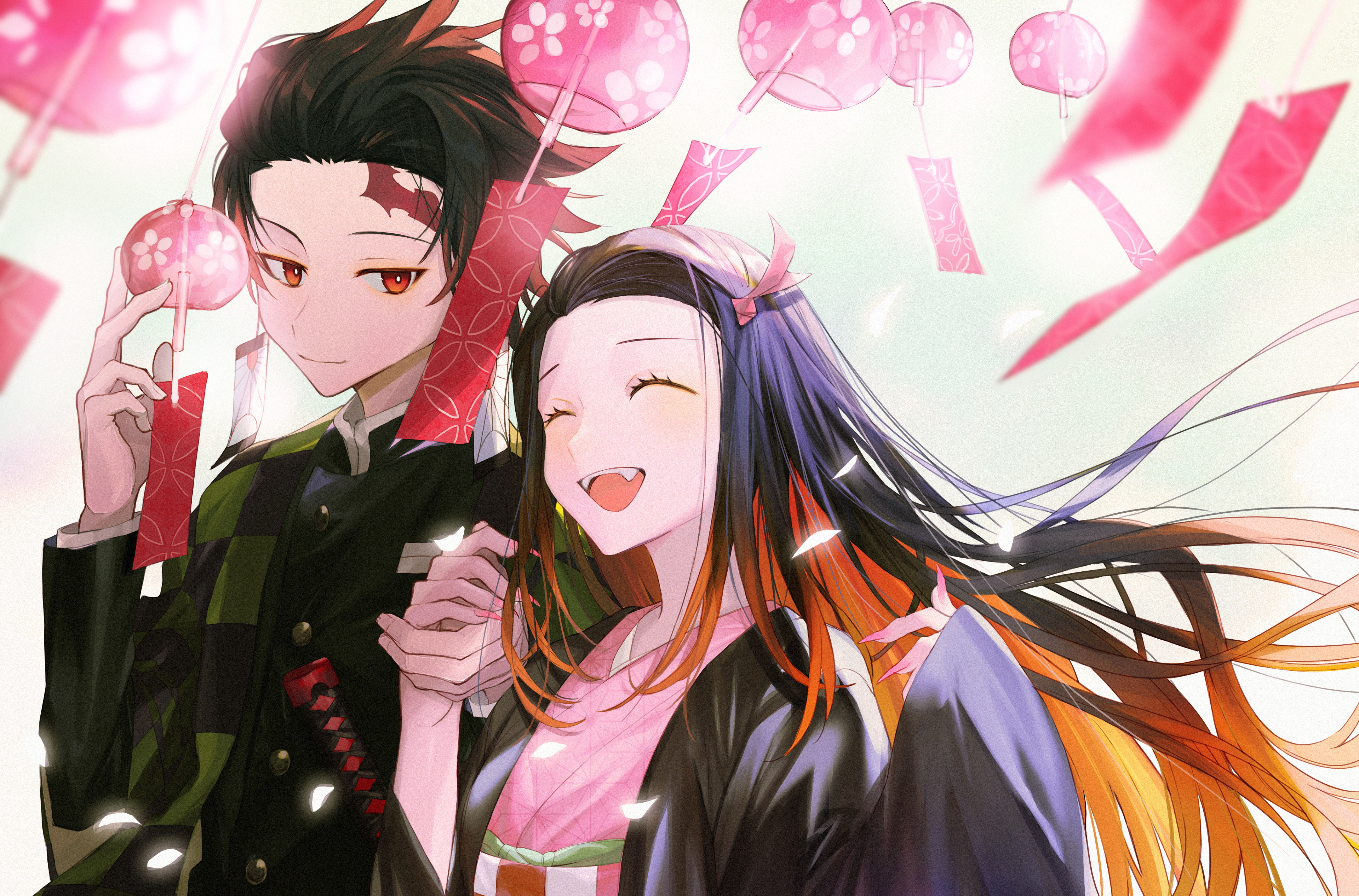 Nezuko fan-art, anime, demon slayer, kimetsu no yaiba, tanjiro, HD