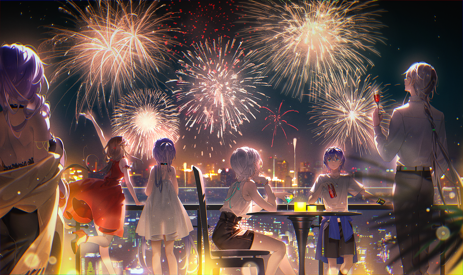 Download Fireworks Zhiyu Moke Yuezheng Longya Yuezheng Ling Mo Qingxian Luo Tianyi Anime Vocaloid HD Wallpaper