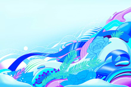 HD PC desktop wallpaper featuring a vibrant blue and purple floral design inspired by Microsoft Windows 11 technology aesthetics.