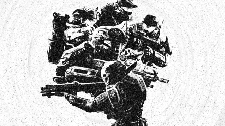 4K Ultra HD PC desktop wallpaper featuring detailed black and white silhouettes of soldiers from the video game Halo: Reach.