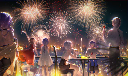 fireworks Zhiyu Moke Yuezheng Longya Yuezheng Ling Mo Qingxian Luo Tianyi Anime Vocaloid HD Desktop Wallpaper | Background Image