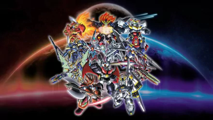 HD wallpaper featuring dynamic Super Robot Wars 30 mecha characters with cosmic background for desktop.