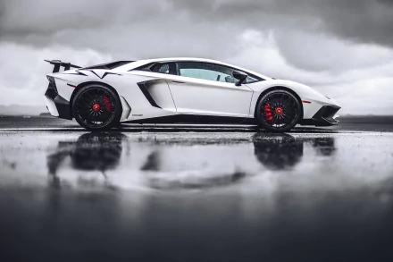 white car supercar vehicle Lamborghini Aventador SV HD Desktop Wallpaper | Background Image