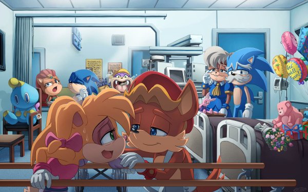 Comics Sonic the Hedgehog Sonic Antoine D'Coolette Bunnie Rabbot Uncle Chuck Rotor the Walrus Sally Acorn HD Wallpaper | Background Image