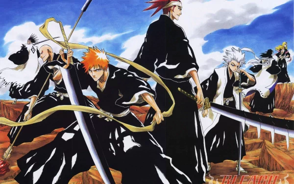 Rangiku Matsumoto Byakuya Kuchiki Tōshirō Hitsugaya Kenpachi Zaraki Ikkaku Madarame Renji Abarai Ichigo Kurosaki Anime Bleach HD Desktop Wallpaper | Background Image