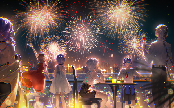 Anime Vocaloid Luo Tianyi Mo Qingxian Yuezheng Ling Yuezheng Longya Zhiyu Moke Fireworks HD Wallpaper | Background Image