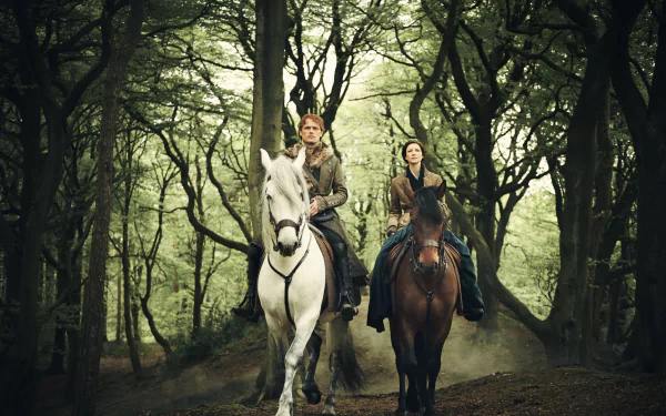 Jamie Fraser Sam Heughan Claire Fraser Caitriona Balfe TV Show Outlander HD Desktop Wallpaper | Background Image