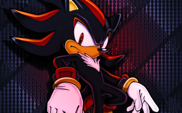 HD PC desktop wallpaper featuring Shadow the Hedgehog from the video game Sonic Adventure 2 Battle with a vibrant, textured background.