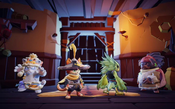 HD desktop wallpaper featuring characters from Gunfire Reborn in a vibrant game scene.