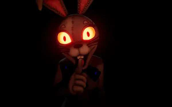 HD PC desktop wallpaper featuring Vanny, the animatronic antagonist from the video game Five Nights at Freddy's: Security Breach, glowing ominously in the dark.